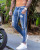 2020 Foreign Trade New Men White Slim Hole Skinny Pants European Station Paint with Drawstring Jeans Men