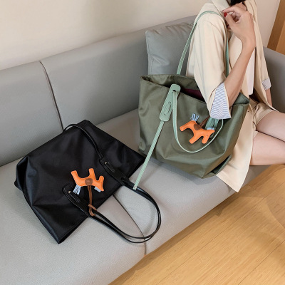 Solid Color Women's Canvas Handbag Puppy Ornaments AntiSpillage Nylon Simple Shoulder BagHand Bag Different Size Bags