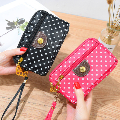 New Canvas Bag Women's Korean-Style Three-Zipper Multi-Layer Wallet Hand High Quality Fabric Phone Bag