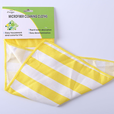 Mop Printing Double-Layer Oil Absorbent Dish Towel Scouring Pad Manufacturers Wholesale Kitchen Rag Stripes