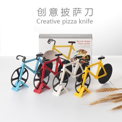 Amazon Hot Selling Bicycle Pizza Cutter Stainless Steel Roller Pizza Cut Bicycle Pizza Cutter