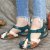 CrossBorder Foreign Trade Women's Shoes 2020 Summer New Retro round Head Slanted Heel Cross Buckle Women's Sandals