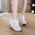 The Dermis 2020 White Shoes Women New Breathable Sandals Flat Leisure Sporty Slanted Heel Elevator Wild Shoes