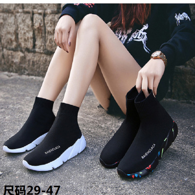 Shoes New wa zi xie Couple Autumn and Winter HightTop Dad Shoes Movement CrossBorder L Fly Knitting Leisure Shoes