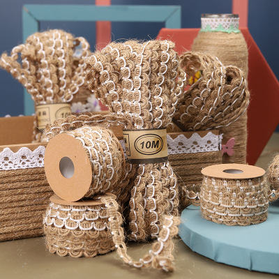 Factory Direct Sales Hemp Rope Knitted Belt Handmade DIY Craft Earrings Decorative Cotton and Linen Roll Ribbon Can Be Customized