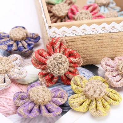 Cross-Border Hot Selling Wedding Party Christmas Craft Ornamental Flower DIY Handmade Lace Linen Flower Spot Customizable