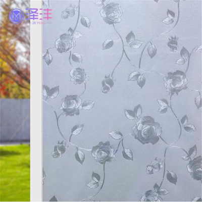 Electrostatic Window Stickers Film Glass Sticker Frosted Glass Protector Rose 3D Stereo Window Stickers Sun Protection Heat Insulation Privacy Cell-Phone Sticker