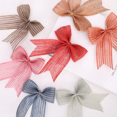 Factory Direct Sales 3.8cm Fish Silk Linen Bow Christmas Decorative Bowknot Minimalist Fashion Wedding Can Be Customized