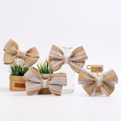 Factory Direct Sales Jute Lace Bow European and American Style Wedding Decoration Clothing Shoes and Hats Accessories Accessories