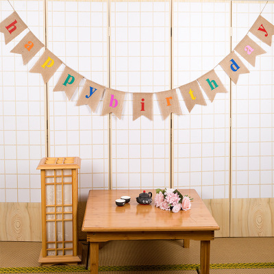 Linen Dovetail Hanging Flag Christmas Party Pennant Happy Birthday Birthday Birthday Flag Spot