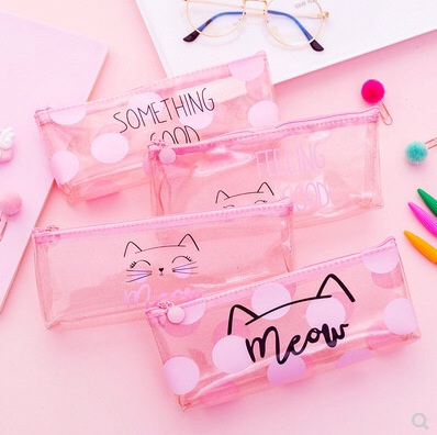Korea New Girlish Pink Pencil Case Cute Large Capacity Pencil Case Fresh Girl Students' Stationery Bag HT