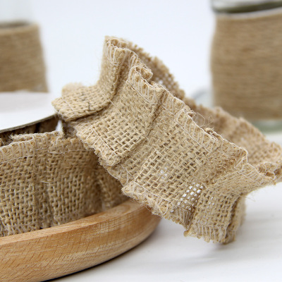 Factory Direct Sales DIY Handmade Craft Burlap Roll Wrinkle Lace Burlap Roll Lace Burlap Roll Hemp Rope