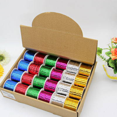 Gold and Silver Twist Ribbon Wholesale Gift Box Candy Box Flower Packaging Tie Rope Metal Twist Ribbon Color Twist Ribbon 15M