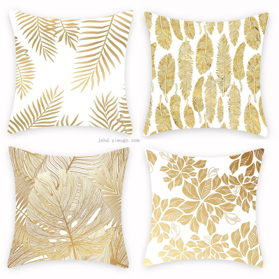 New Gilded Geometric Leaves Pillowcase Minimalist Creative Pillowcase Office Sofas Cushion Graphic Customization