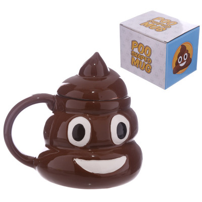 Spoof Funny Potty Cup Poop Ceramic Mug with Lid Poop Coffee Cup