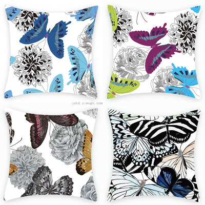 New Hot Selling Butterfly Printed Pillowcase Home Sofa Cushion Cushion Cover Factory Wholesale Support Customization