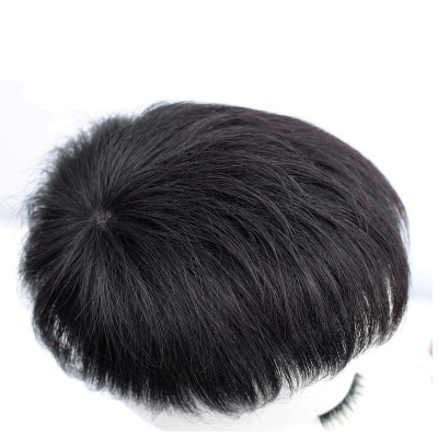 Men's Wig Men's Short Hair Top Hair Supplementing Piece Men's Wig Set Bald Forehead Men's Real Hair Hairpiece Wig