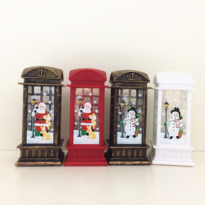 Factory Direct Sales Christmas Wind Lamp Candlestick Lamp Desktop Furnishings Ornaments Elderly Snowman Telephone Booth Small Luminous Lamp