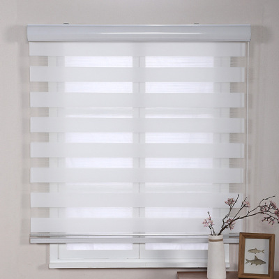 Single Color Venetian Blind Vertical Curtain Anti-Tear and Pull Roller Shutter Lifting Double Soft Gauze Curtain UV-Proof