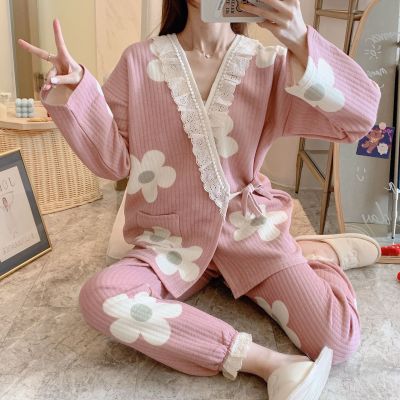 Autumn and Winter New Thickened Air Layer Postpartum Nursing Maternity Pajamas Large Size and Clothing Wholesale
