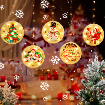 2020 New Star Lamp Christmas Atmosphere Curtain Show Window Decoration Room Layout Led Color Lamp Sucker Hanging Lamp