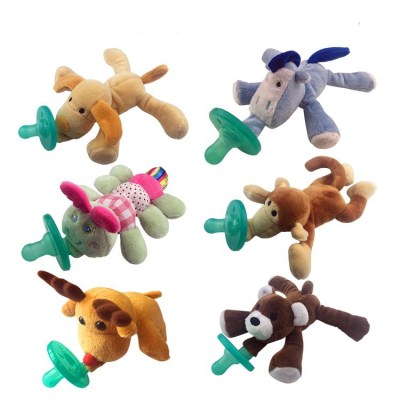 New Baby Pacifier Toys Baby Hanging Animal Plush Toys Colorful Silicone Pacifier