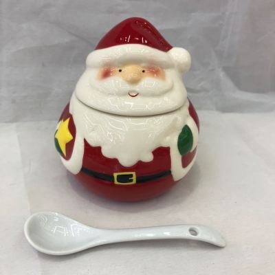 Christmas ceramic decoration santa and snowman salt pot  spoon Christmas gift