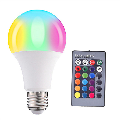 Color-Changing Remote Control Bulb Led Colorful RGB Bulb Color Bulb A60 Plastic Bag Aluminum Amazon Hot Sale