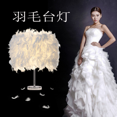 1Year Study Simple Girl Internet Celebrity Wedding Bedroom Bedside Birthday Gift Cool Decorative Feather Table Lamp