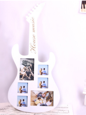 creative wooden guitar shape silk screen photo frame home decoration wall ornament creative photo frame guitar photo frame
