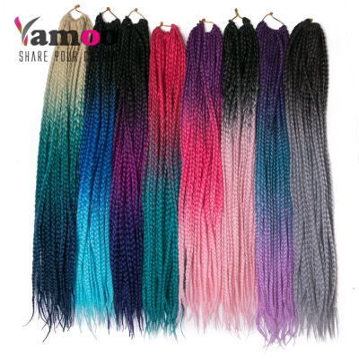 European and American Wig Ponytail African Braid Three-Strand Braid Box Braid Gradient Crochet Hair