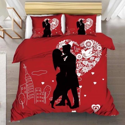 Love Red Lips Rose Red Set Quilt Cover Bed Sheet Pillowcase Arabic