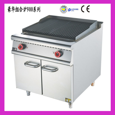 Luxury Stainless Steel Combination Furnace 900 Series Commercial Vertical Electrothermal Volcanic Stone Barbecue Oven with Cabinet Hotel