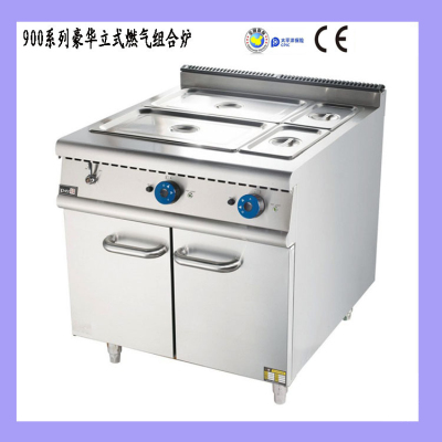 Luxury Stainless Steel Combination Furnace 900 Series Commercial Vertical Gas 4-Plate Insulated Soup Pool with Cabinet Hotel Equipment