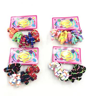 Factory Direct Sales Children's Elastic Colorful Small Bamboo Ring Towel Ring Braid Head Ring