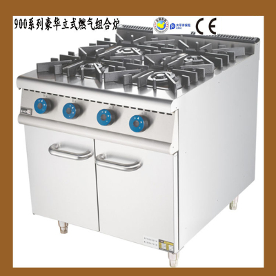 Luxury Stainless Steel Combination Furnace Series Commercial Vertical Four-Element Stovetop with Cabinets-Seat Hotel Western Food Kitchen