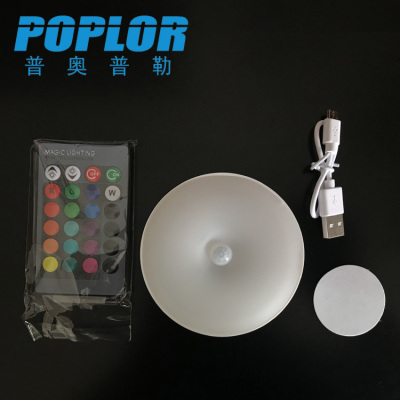 Led Human Body Small Induction Night Lamp RGB Remote Control Dimming Wardrobe Light Cabinet Lamp Bedside Lamp Corridor Light Charging