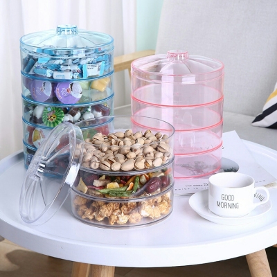 G13-2031 New Candy Box Household Festival Modern Transparent Dried Fruit Plate PS Multi-Layer Snack and Fruit Plate