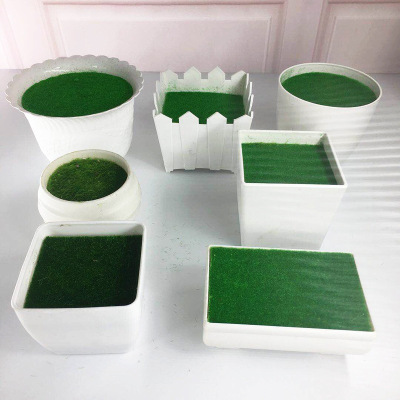 Flocking Processing Flocking Flower Pot Moss Succulent Plant Emulational Greenery Bonsai Pulp Flower Pot with Flower Mud Moss