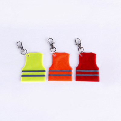 Factory Direct Sales Vest Reflective Pendant Creative Traffic Safety Luminous Pendant Clothes Wallet Schoolbag Pendant Wholesale