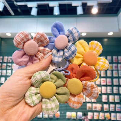 New Children's Plaid Flower Style Hair Band Simple Cute Girls Color Matching Hairpin Baby Hair Band Hair Ring