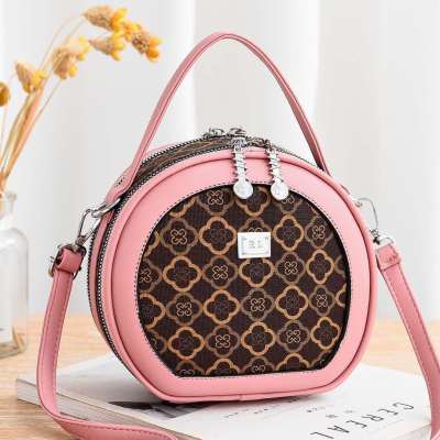 Season Change New Fashion High Quality PU Leather Shoulder Bag Polyester Messenger Bag Long Shoulder Strap All-Match Small round Bag Currently Available Wholesale