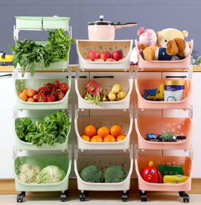 Multi-Functional Kitchen Toy Storage Rack Vegetable Storage Rack Gadgets Household Multi-Layer Floor-Standing Organizer Mobile