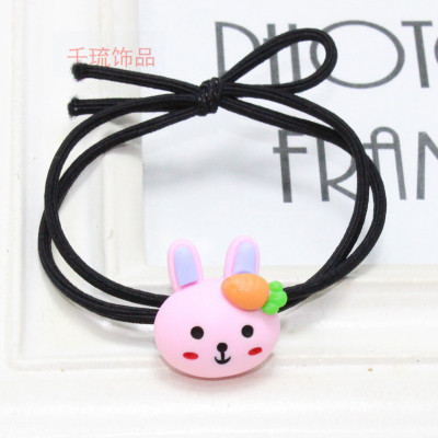 Creative Autumn and Winter Cartoon Hair Rope Small Yellow Duck Rabbit Rubber Band Hairtie Black Knotted Cartoon Rubber Band Wholesale