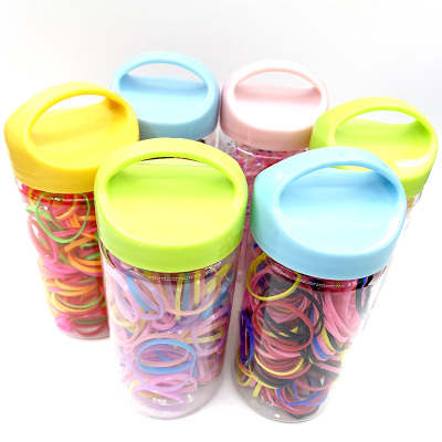 New Portable Yuantong Bottle Once Used Rubber Band Children Do Not Hurt Hair Top Cuft Mixed Color Strong Pull Constantly Rubber Band