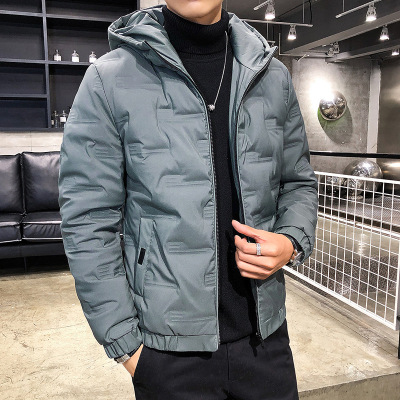 High Velvet down Jacket 2020 Short Winter New Work Clothes down Jacket Male Trend Slim-Fitting and Handsome Hooded Jacket-Music of the Tide