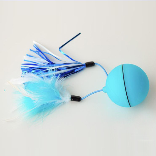 amazon new self-hi cat toy ball usb electric pet led rolling flash rolling ball changeable feather