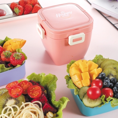 J35-2517 Japanese-Style Portable Lunch Box Tableware Partitioned Microwave Fresh-Keeping Food Box Student Sealed Lunch Box