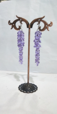 Sterling Silver Needle, Swarovski Elements Grape Cluster Crystal. Modified Face Shape, All-Matching Artifact.