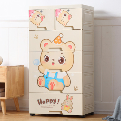 Cartoon Storage Box Storage Cabinet for Babies and Children Baby Wardrobe Extra Large Plastic Drawer Thickened Five-Bucket Cabinet